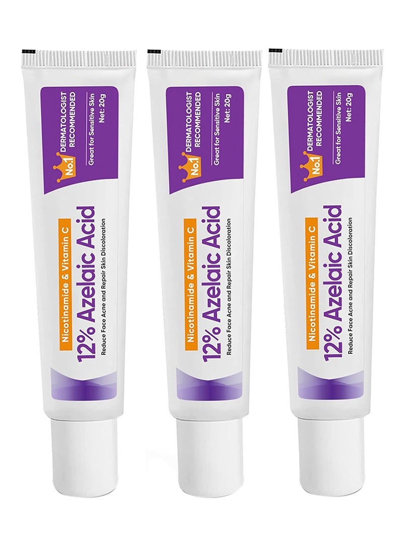 CARVENCHY 3 Pcs Azelaic Acid Serum, Azelaic Acid 12% Cream,Hyaluronic Acid and Niacinamide, Relieves Redness, Dark Spots, Rosacea, Balances Excess Sebum, Brightening Face Skin Care Treatment for All Skin Types 20g*3 - Image 1